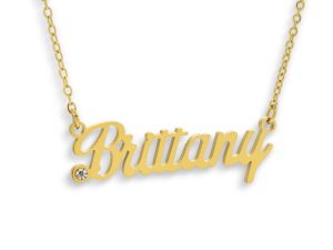 Custom/Personalized Nameplate with Gemstone Necklace